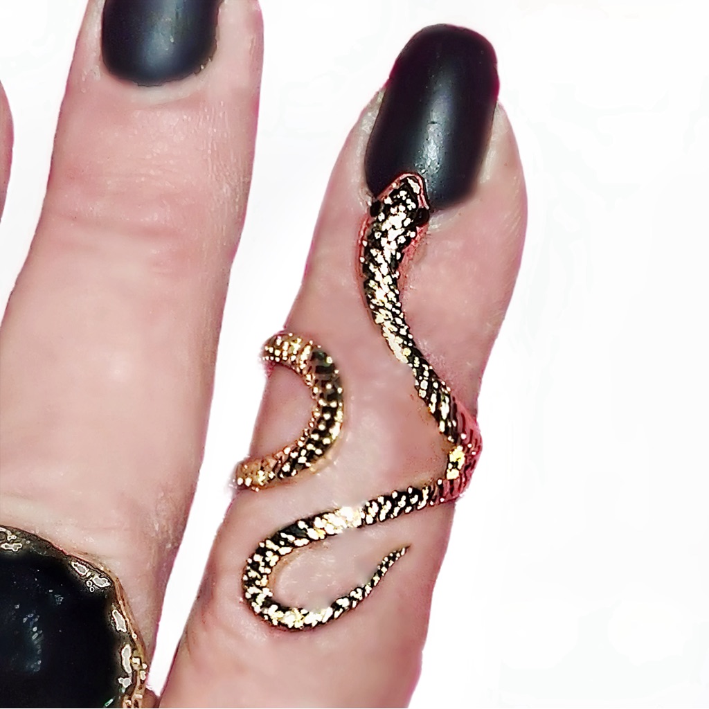 Shiny Gold Snakeskin Detailed Statement Piece Ring 13$
